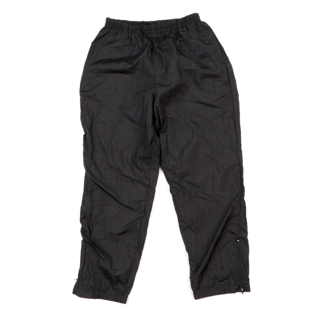 Vintage 80s Asics Spell Out Lined Sweatpants Black